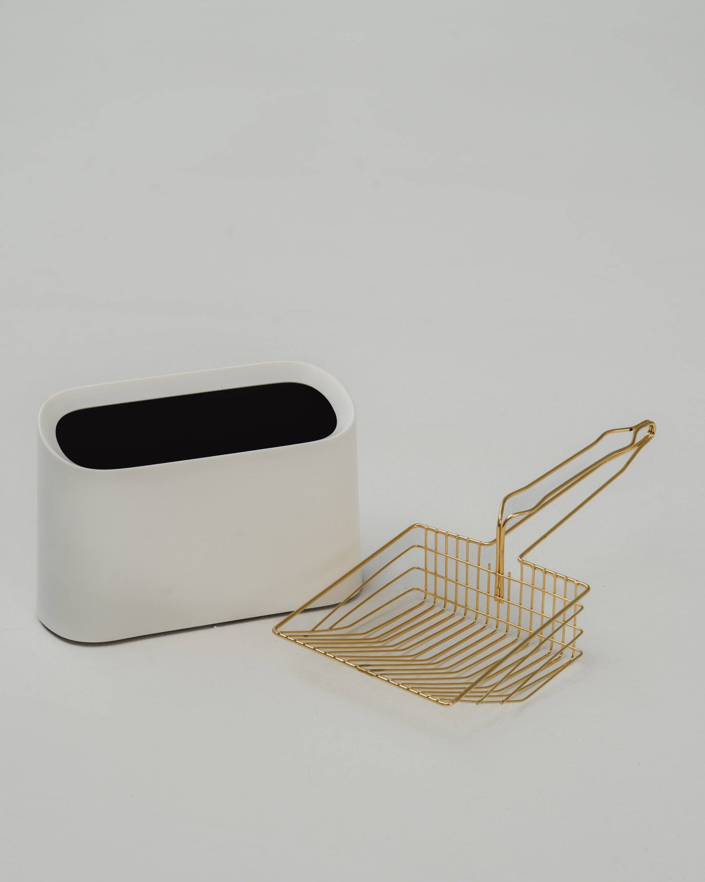 Stainless Steel Cat Litter Scooper with Plastic Stand - Gold