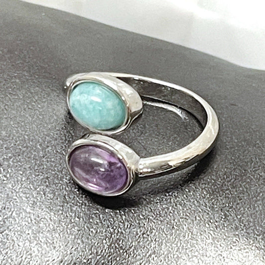 Soothing Amethyst and Amazonite Ring