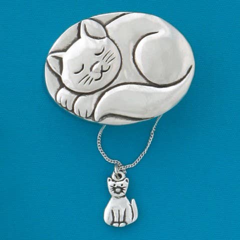 Cat Sleeping Wish Box with Cat Necklace