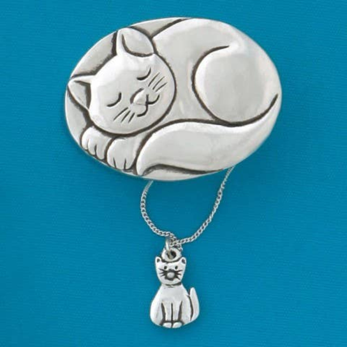 Cat Sleeping Wish Box with Cat Necklace