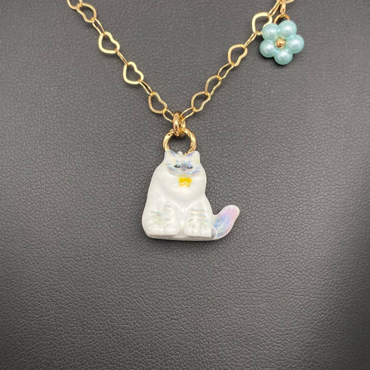 Multiple Styles Enamel Cat Charm Necklace - YK