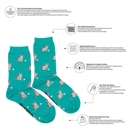 Women's Cat & Mouse Crew Socks - Funny Gift Idea