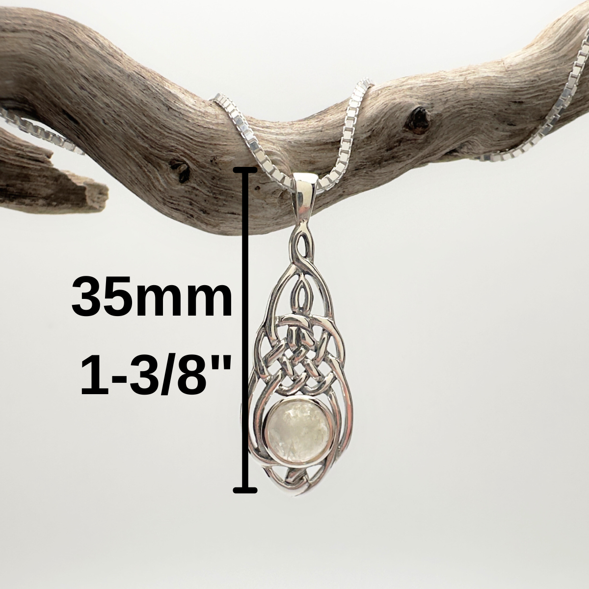 Moonlit Paths: Rainbow Moonstone Knot Necklace