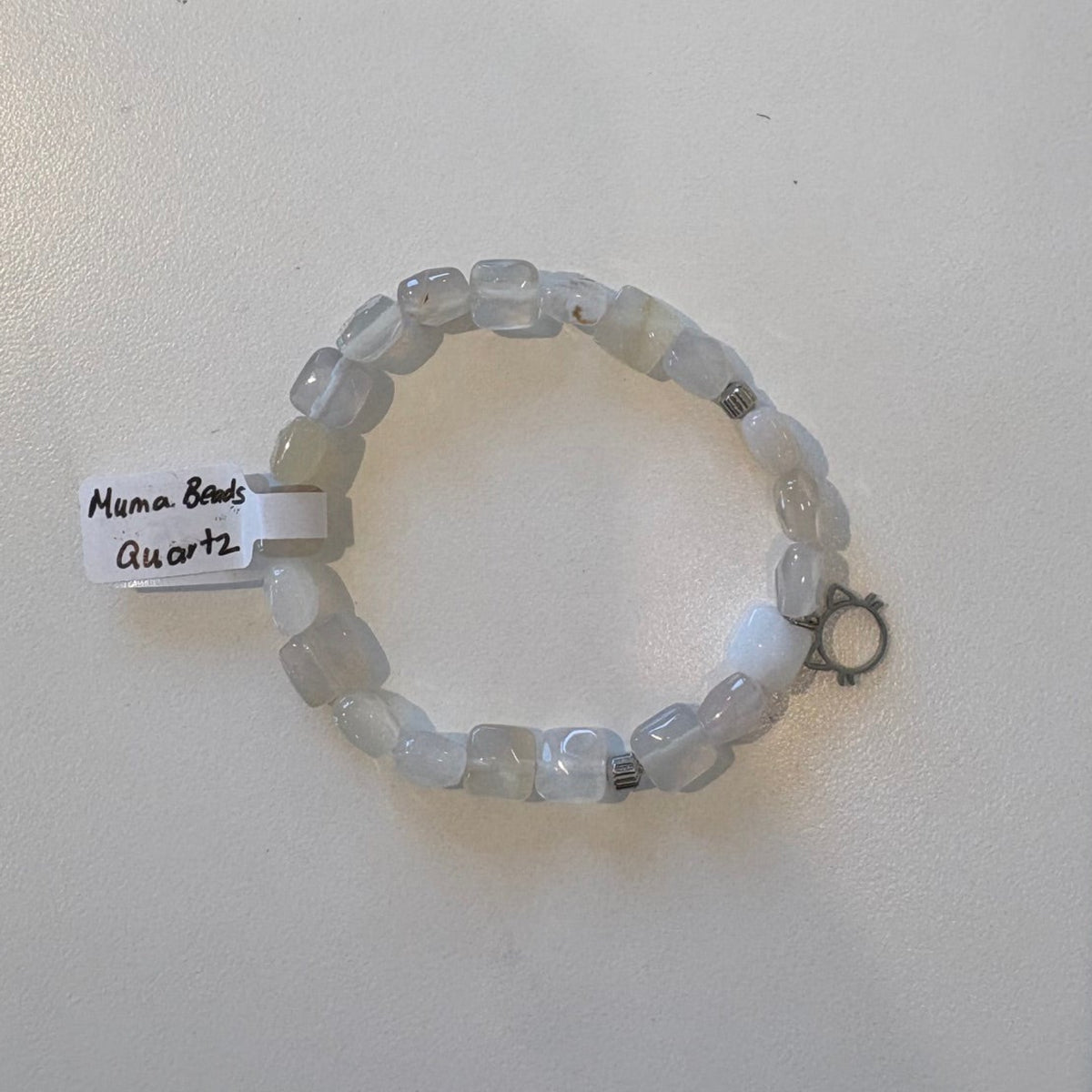 Mumu Beads Clear Quartz Cat Charm Bracelet