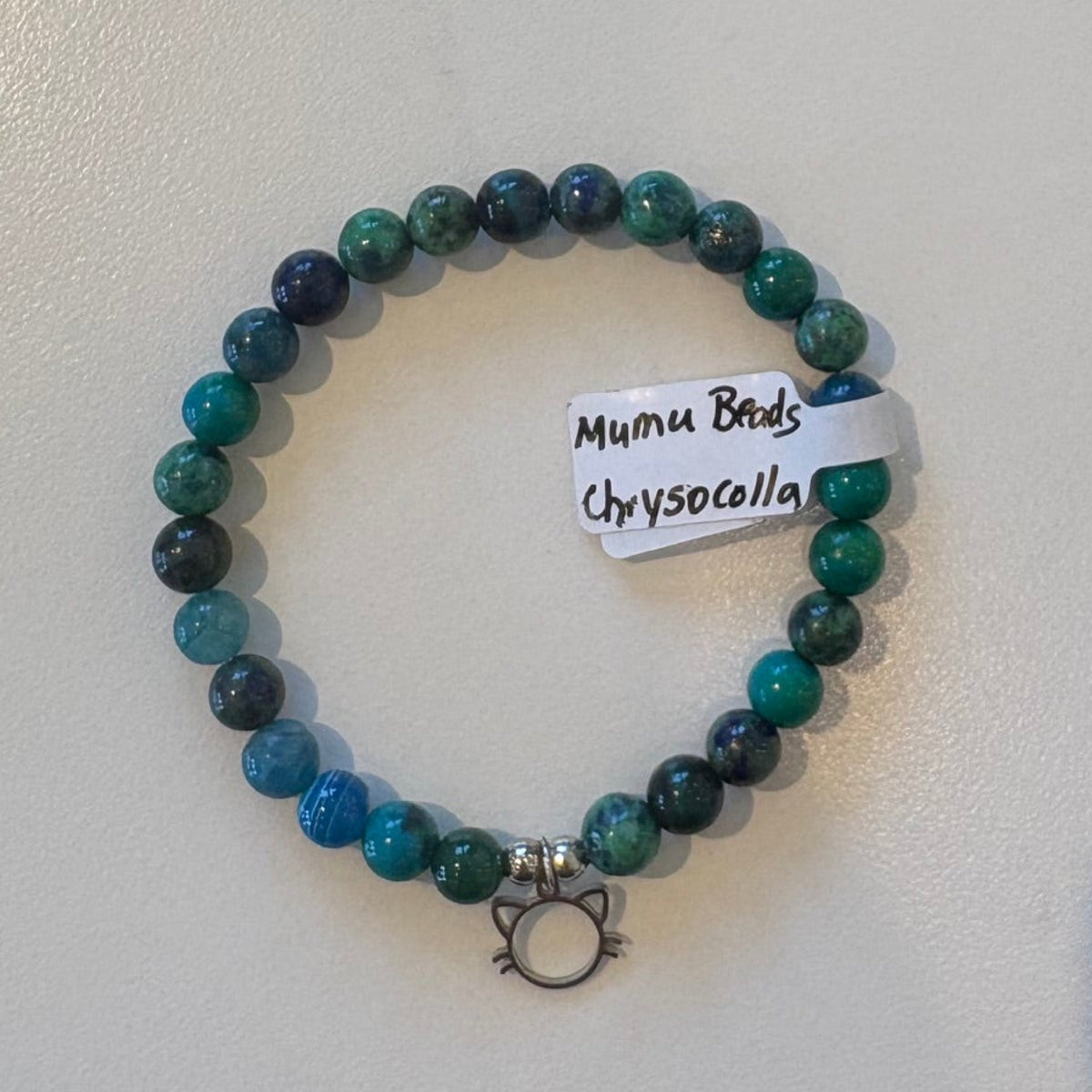Mumu Beads Chrysocolla Cat Charm Bracelet