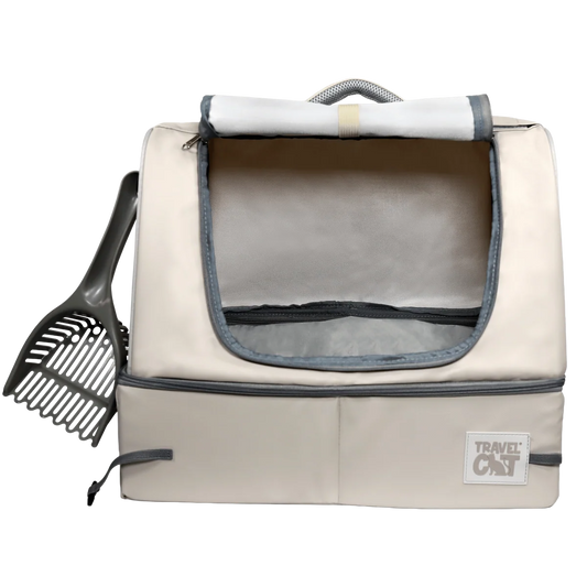 The Porta-Pawty+ Covered Travel Litter Box for Cats