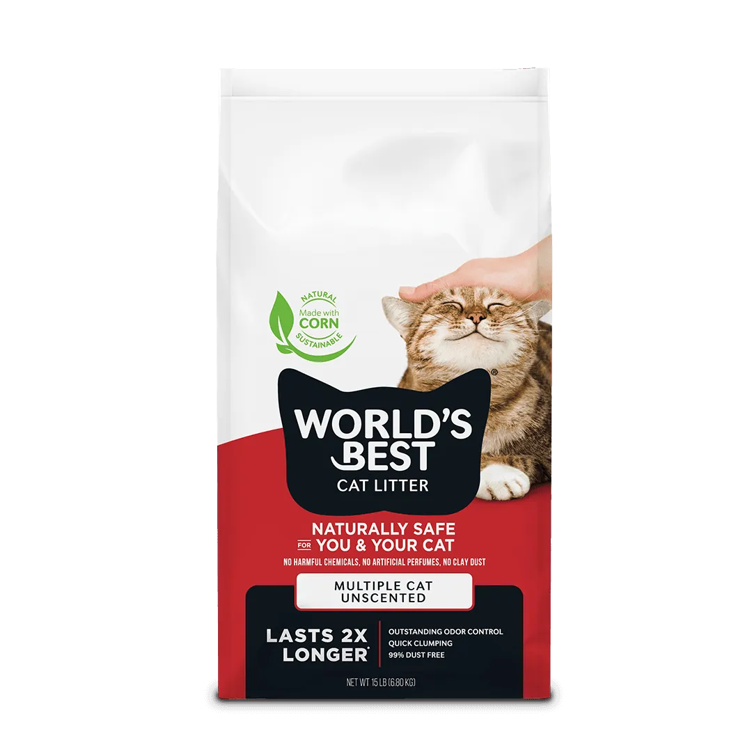 World's Best Multiple Cat Odour Control Clumping Litter - 28 lb