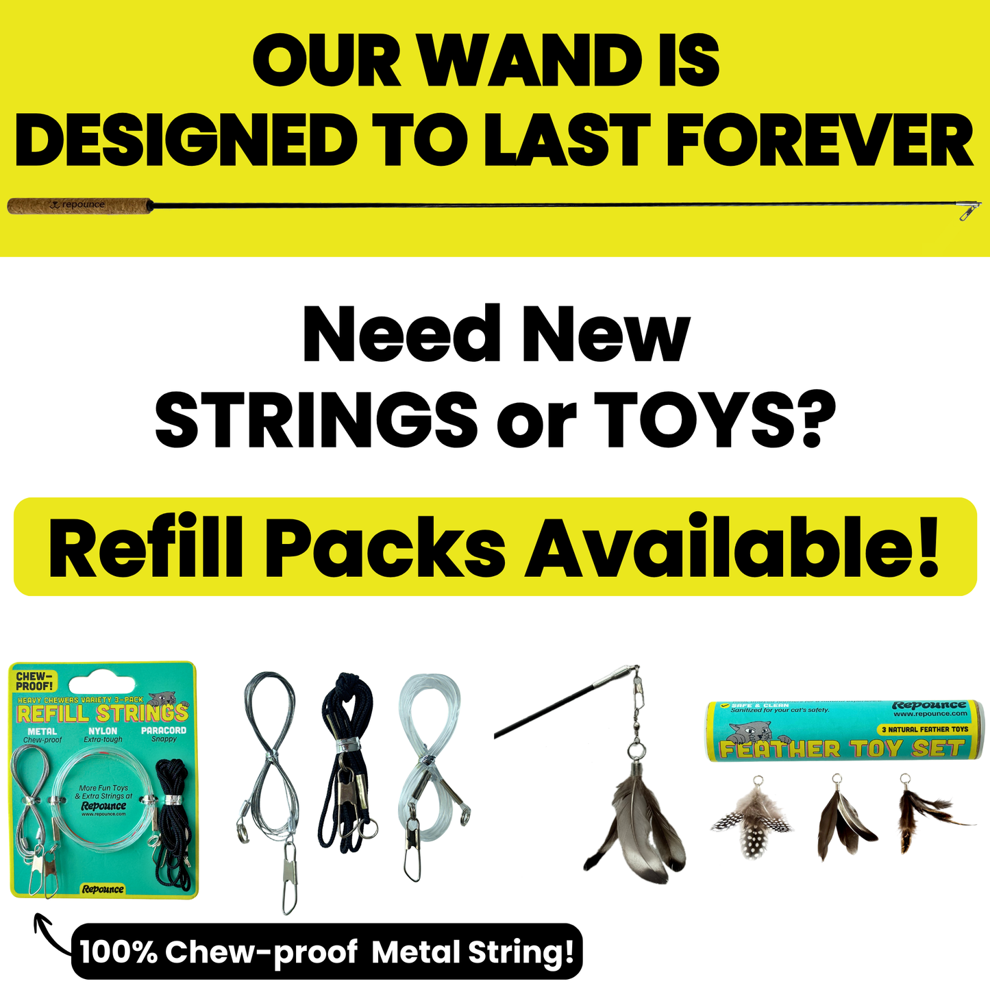 Repounce Forever Stick™ Unbreakable Interactive Cat Wand