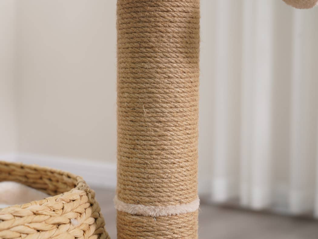 PetPals Cozy V2 Natural Aesthetic, Handwoven Medium Cat Tree