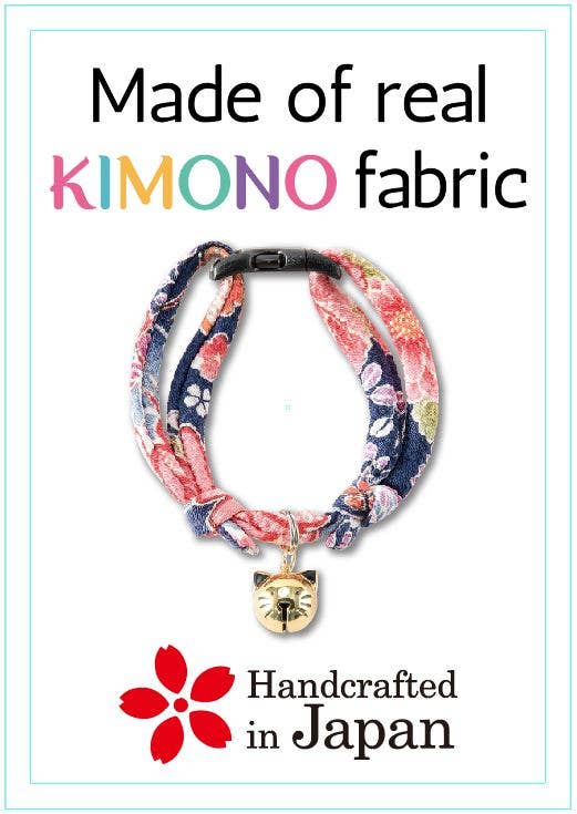 Necoichi Chirimen Hanabi Fireworks Cat Collar (Navy)