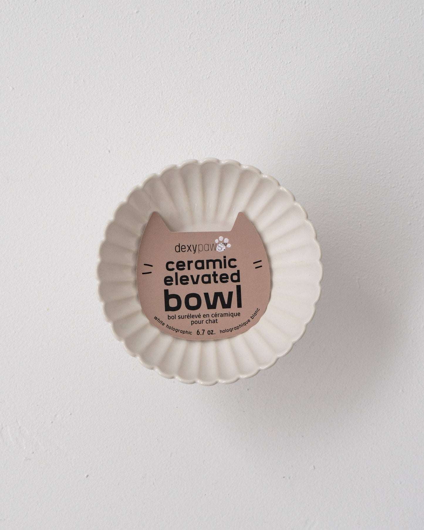 Cat Ceramic Bowl - White & Black Flower
