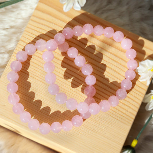 Rose Quartz Round Beaded Bracelet