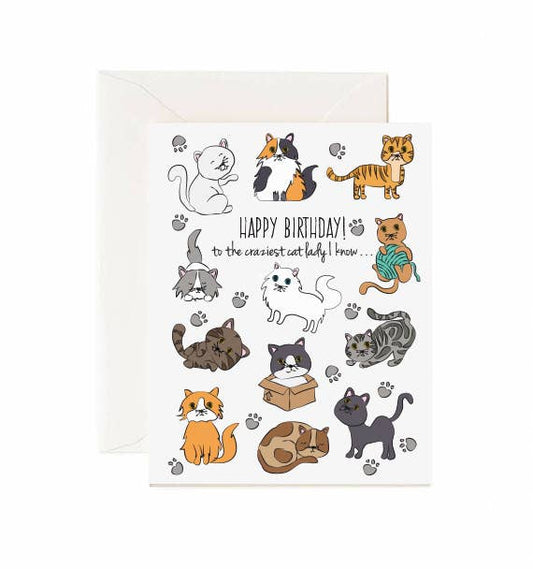 Jaybee Designs Greeting Card / Happy Birthday To The Craziest Cat Lady