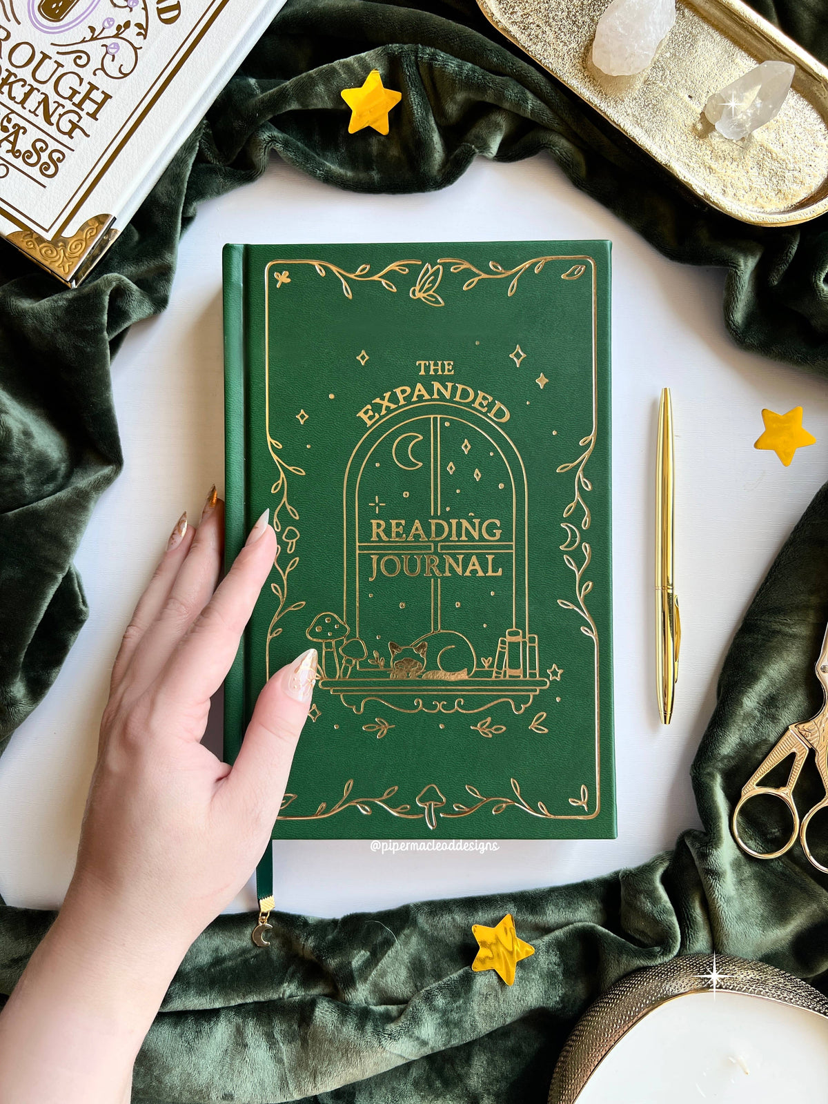 Expanded Reading Journal  Vegan Leather & Gold Foil