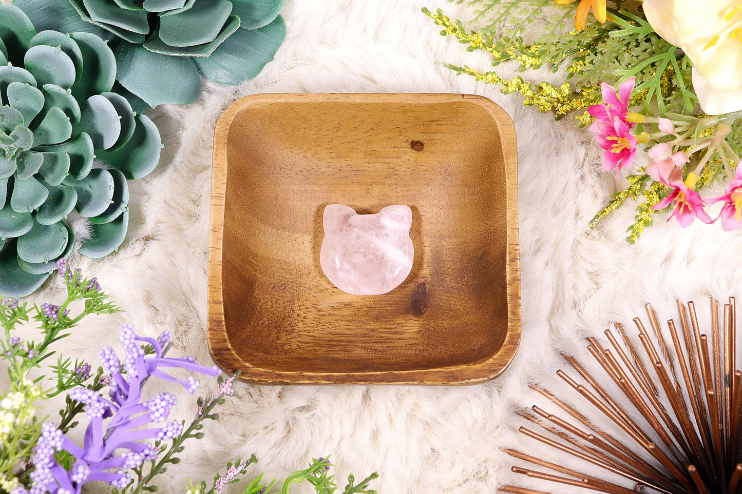 Rose Quartz Kitty Face, Crystal Cat