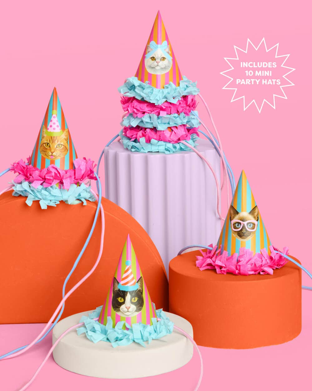 Cat Mini Party Hats | cat party, kids birthday, kitty