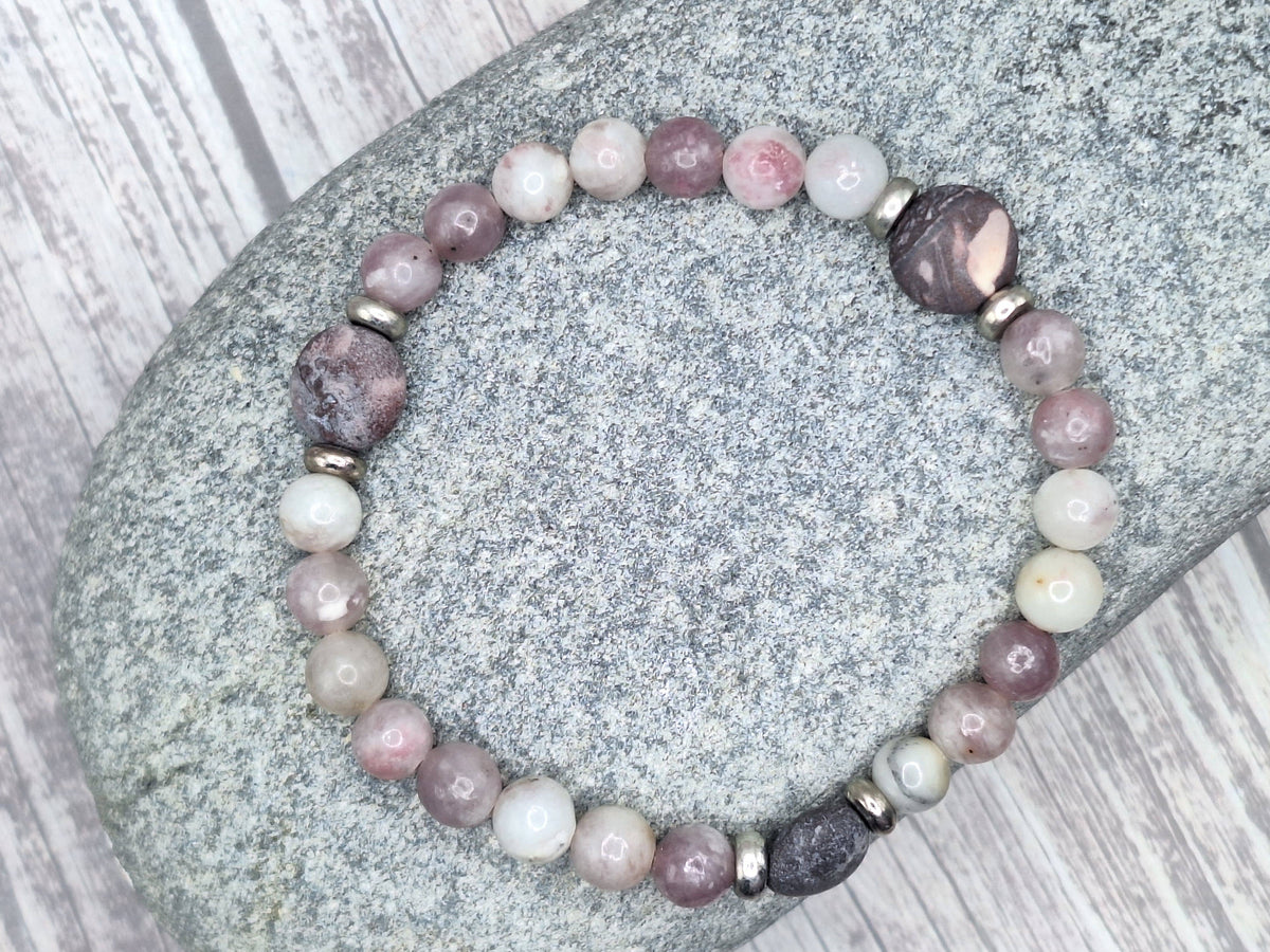 Terra Rosa Jasper & Ruby Quartz Bracelet with Silver