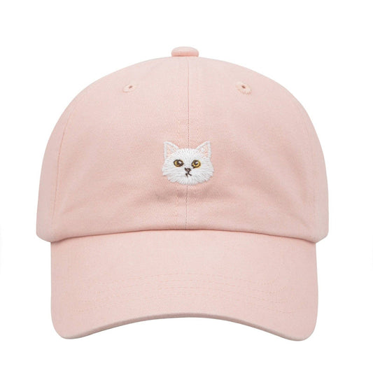 WHITE CAT BASEBALL CAP | EMBROIDERED COTTON HAT FOR CAT LOVERS | HATPHILE