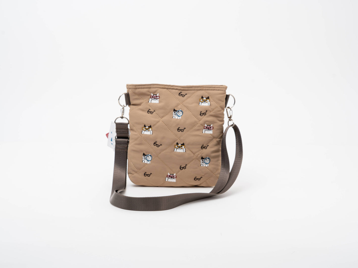 Kusuguru Japan Embroidered Cat Compact Crossbody Bag