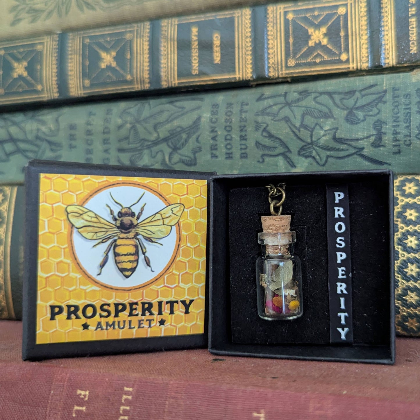 Prosperity Amulet - Abundance Talisman Necklace with Honeybee