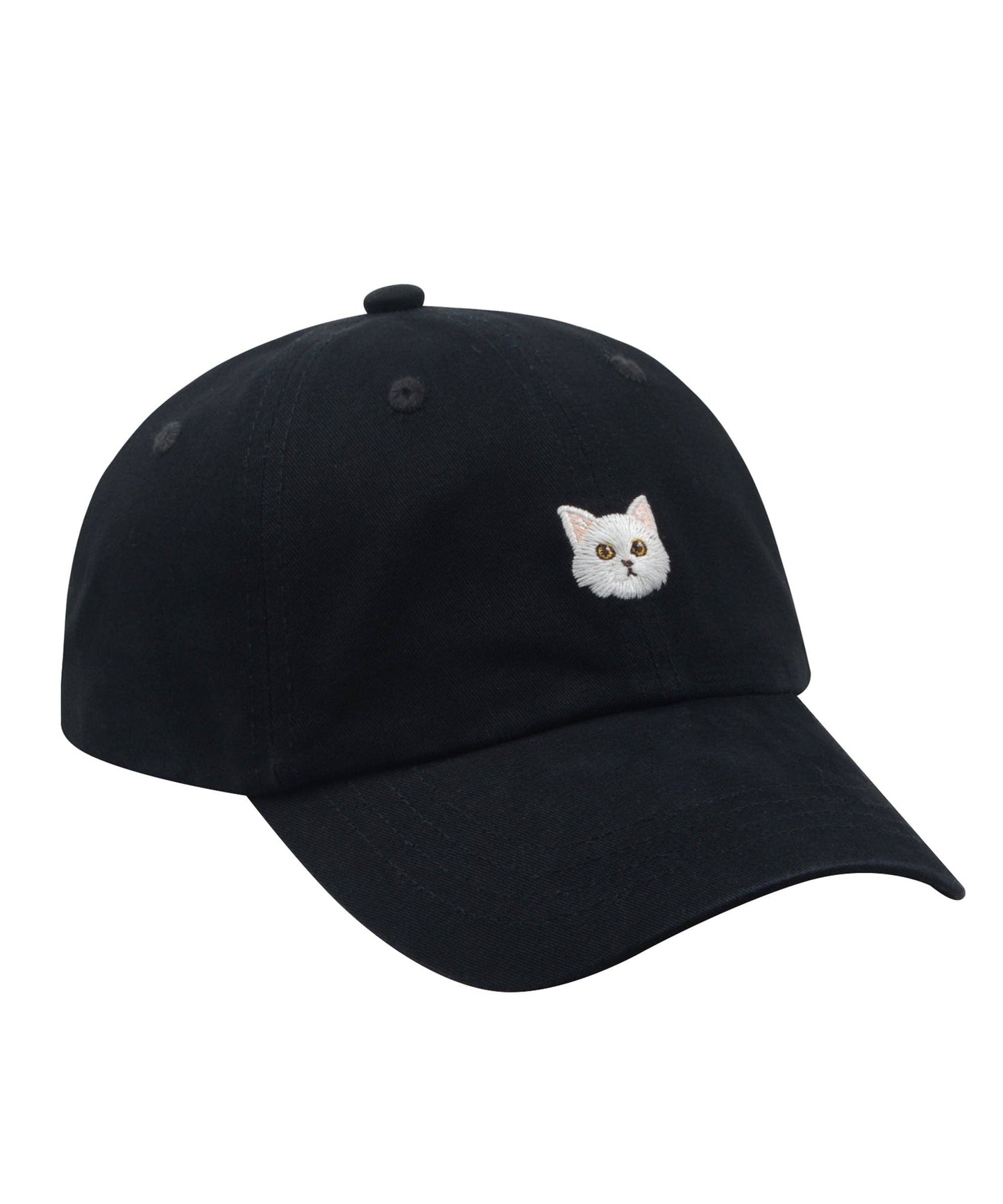 WHITE CAT BASEBALL CAP | EMBROIDERED COTTON HAT FOR CAT LOVERS | HATPHILE