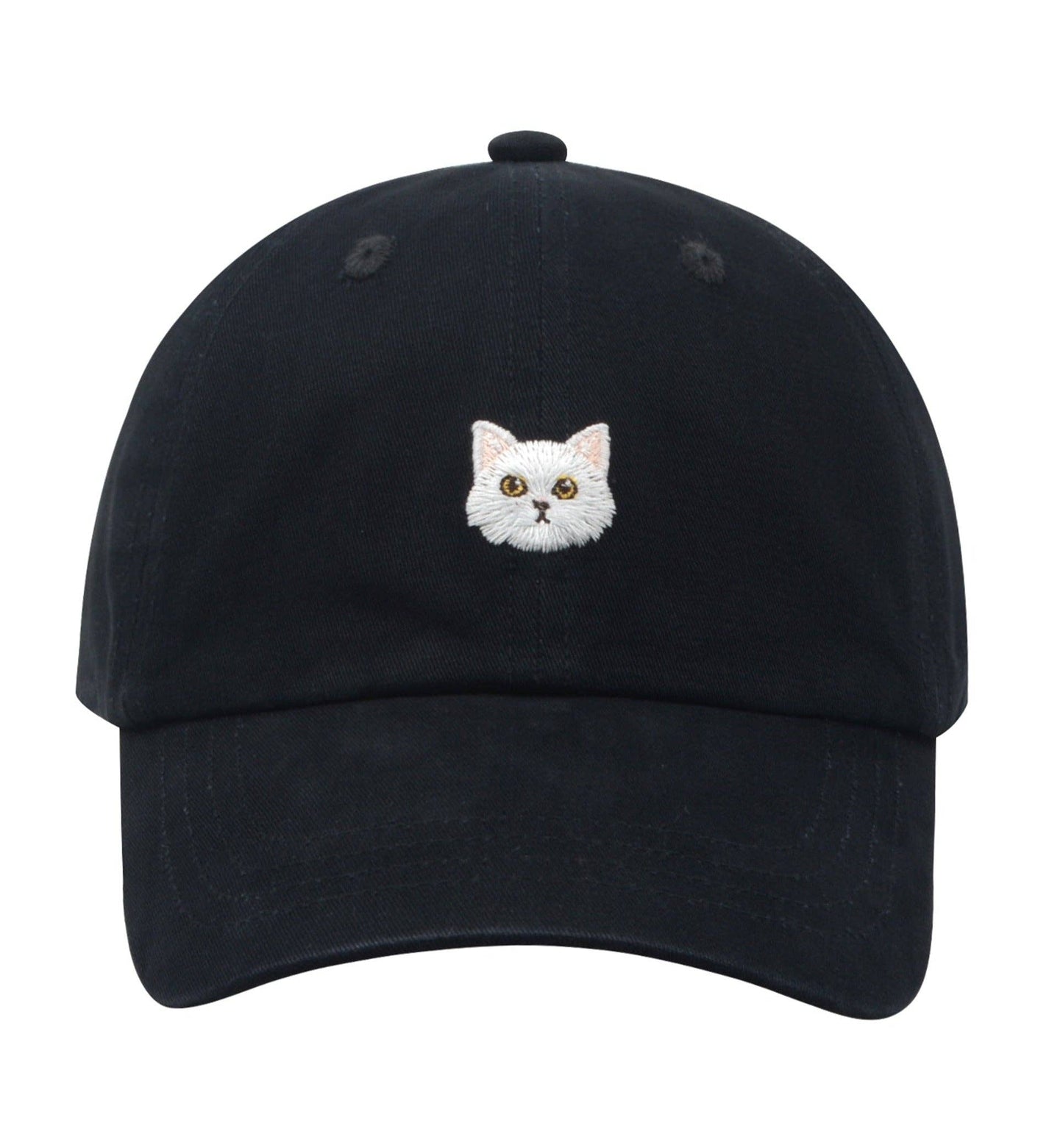 WHITE CAT BASEBALL CAP | EMBROIDERED COTTON HAT FOR CAT LOVERS | HATPHILE