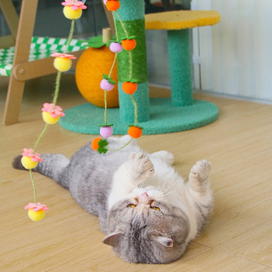 Moo - Hanging Pom Wand Interactive Cat Toy