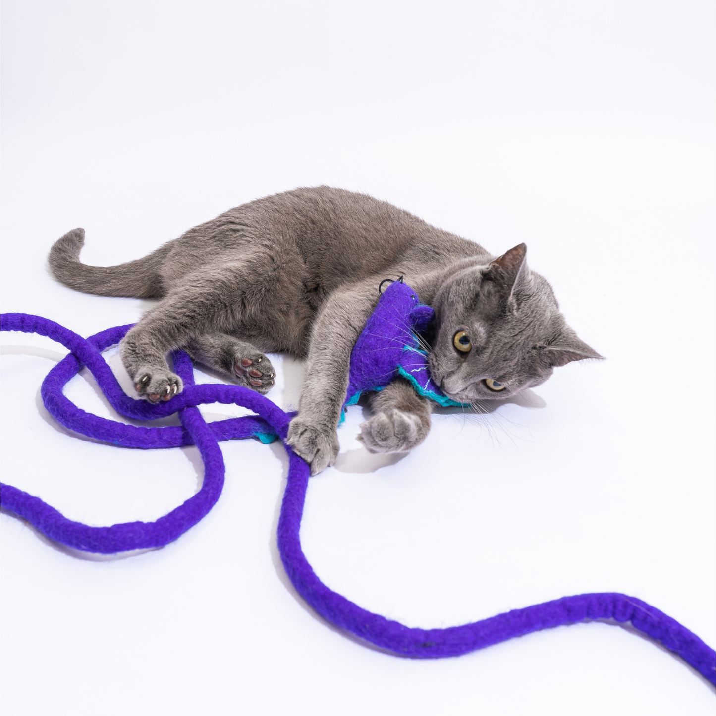 Wool Mouse Cat Toy with 6-Foot Tail