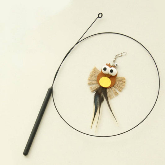 Moo – Owl & Bird Feather Wand Toy