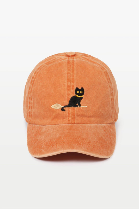 Black Cat Embroidered Baseball Cap