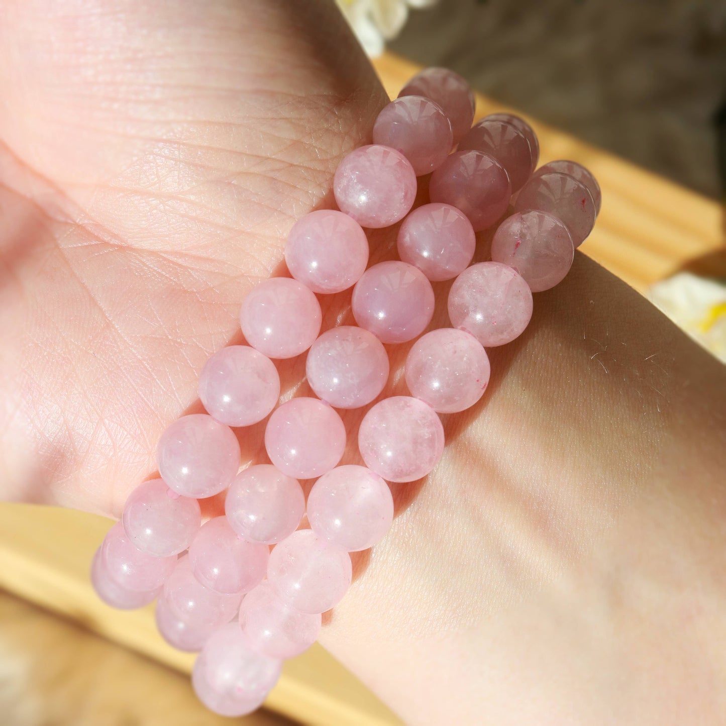 Rose Quartz Round Beaded Bracelet