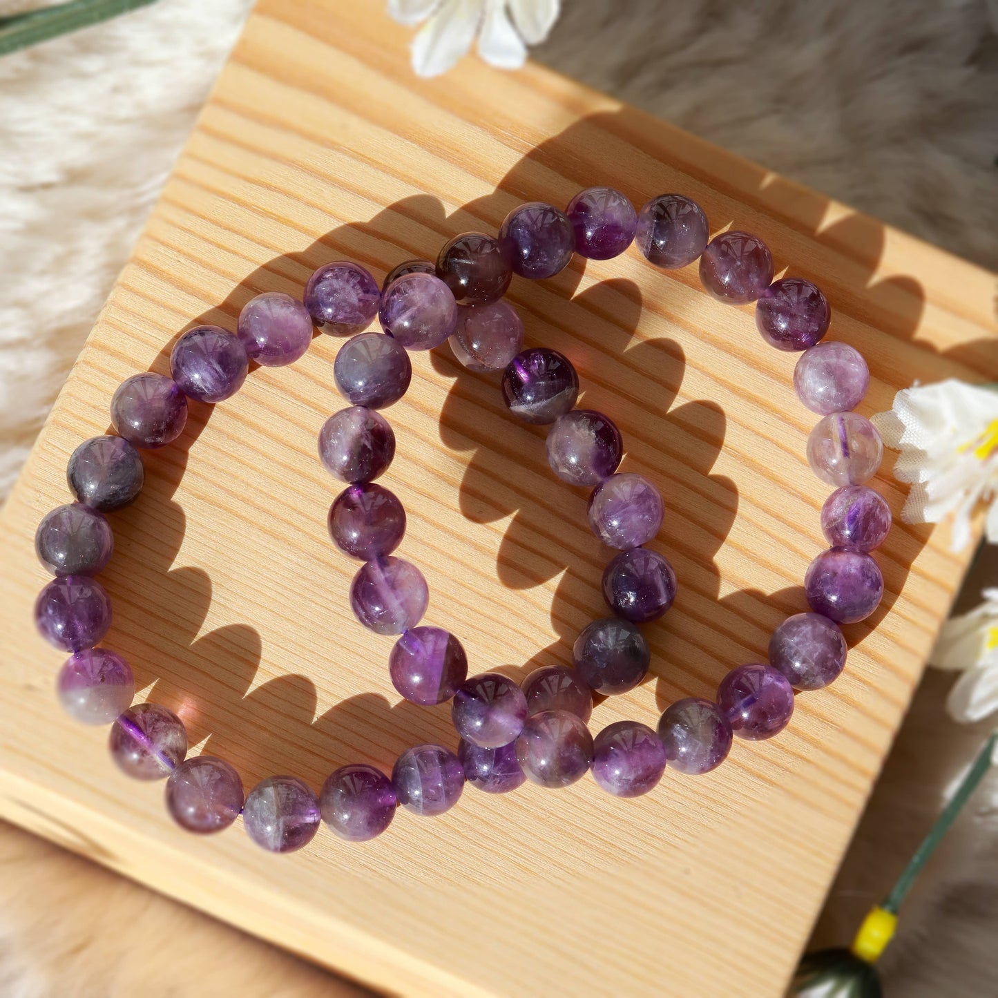 Amethyst Round Beaded Bracelet