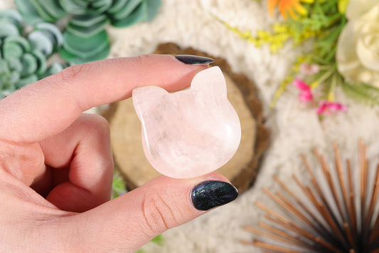 Rose Quartz Kitty Face, Crystal Cat