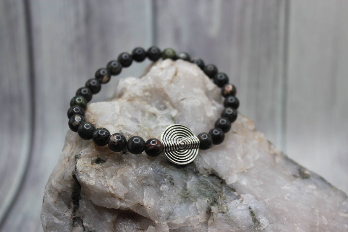 Kambaba Jasper Bracelet with Silver Accent Beads
