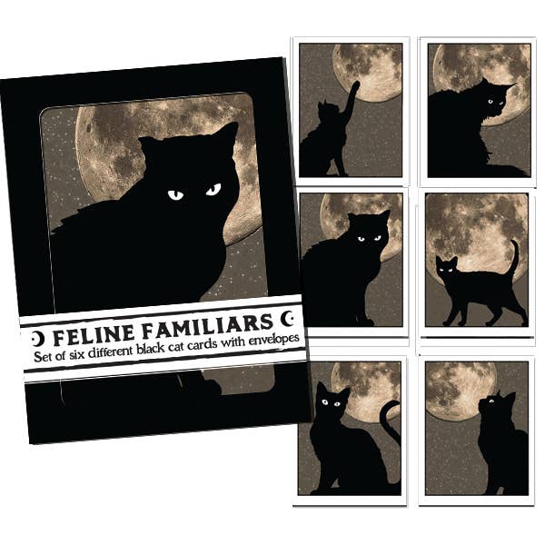 Feline Familiars – Boxed Black Cat Moon Notecard Set