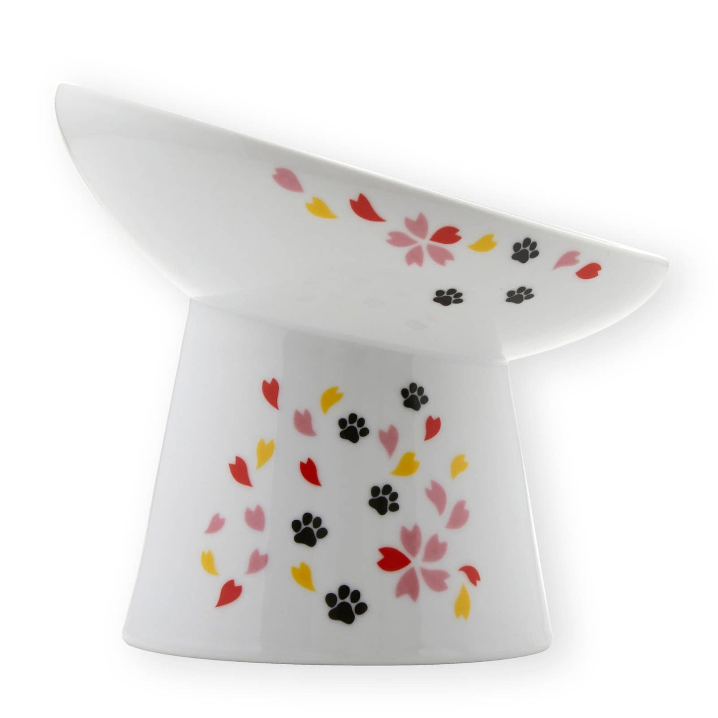 Necoichi Tilted Stress Free Raised Cat Food Bowl (Sakura Limited Edition）