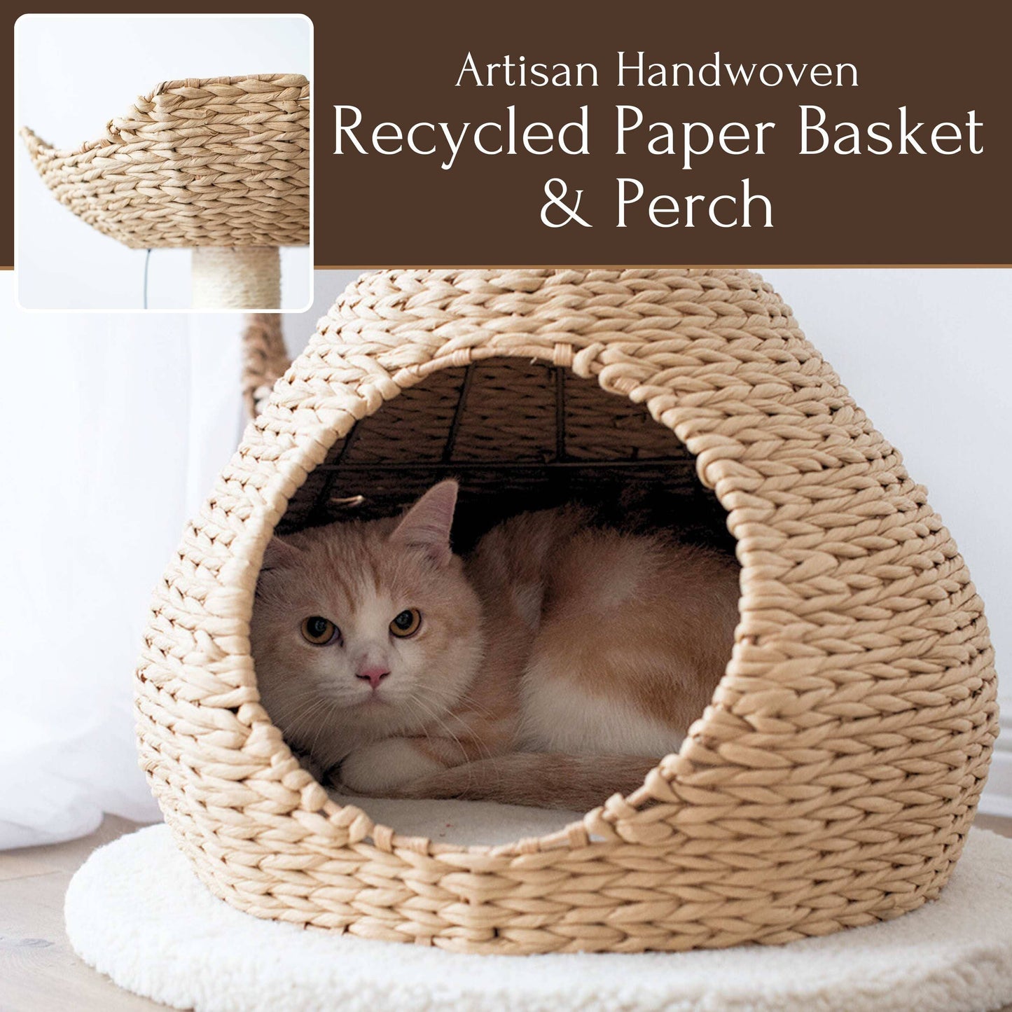 PetPals Walk Up Cat Tree With Handwoven Basket & Cloud Perch