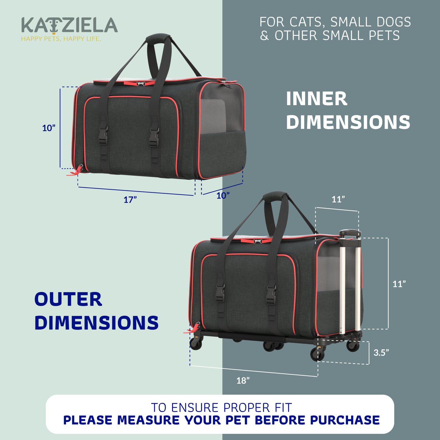 Katziela Rolling Rover Airline Compliant Expandable Wheeled Carrier