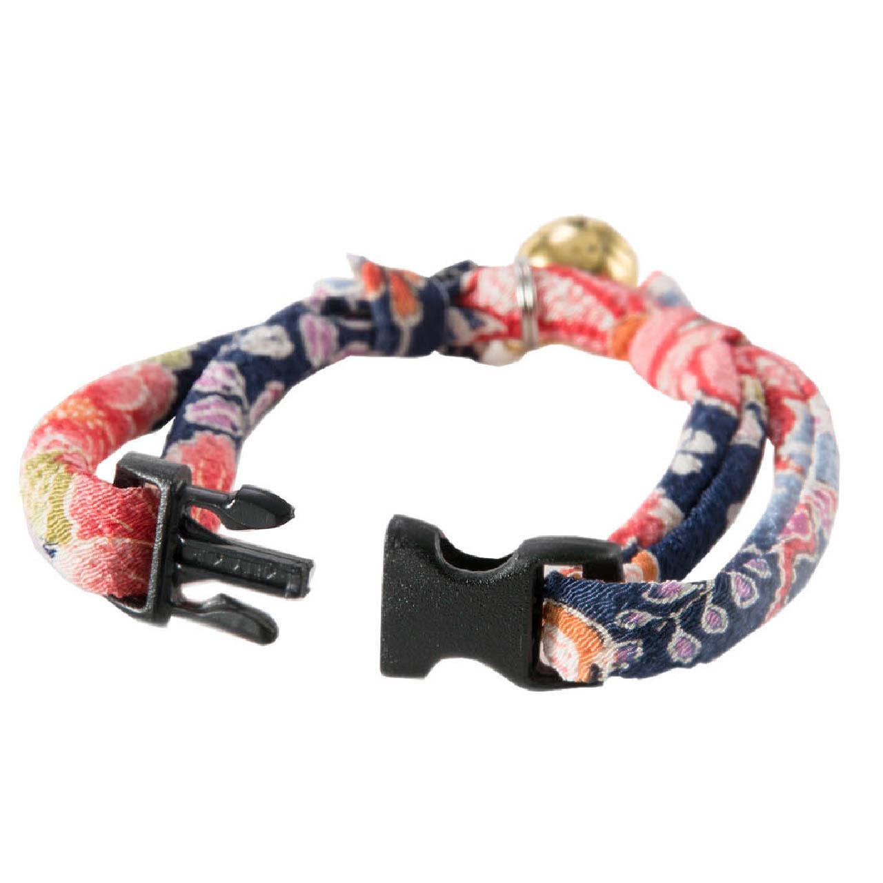 Necoichi Chirimen Hanabi Fireworks Cat Collar (Navy)