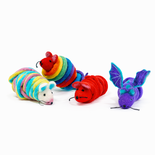 Wool Mouse Cat Toy with 6-Foot Tail