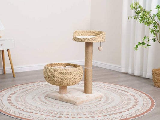 PetPals Cozy V2 Natural Aesthetic, Handwoven Medium Cat Tree