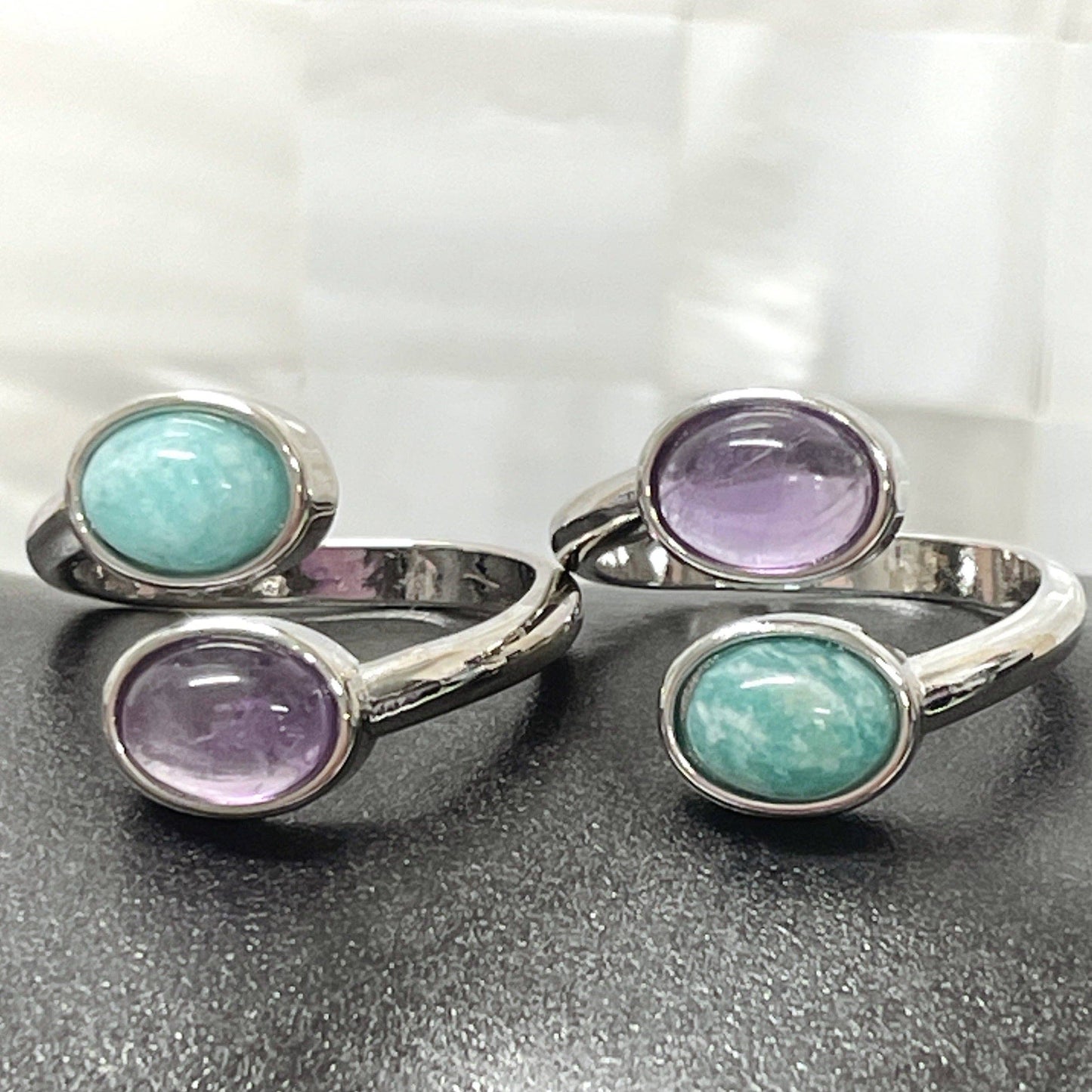Soothing Amethyst and Amazonite Ring