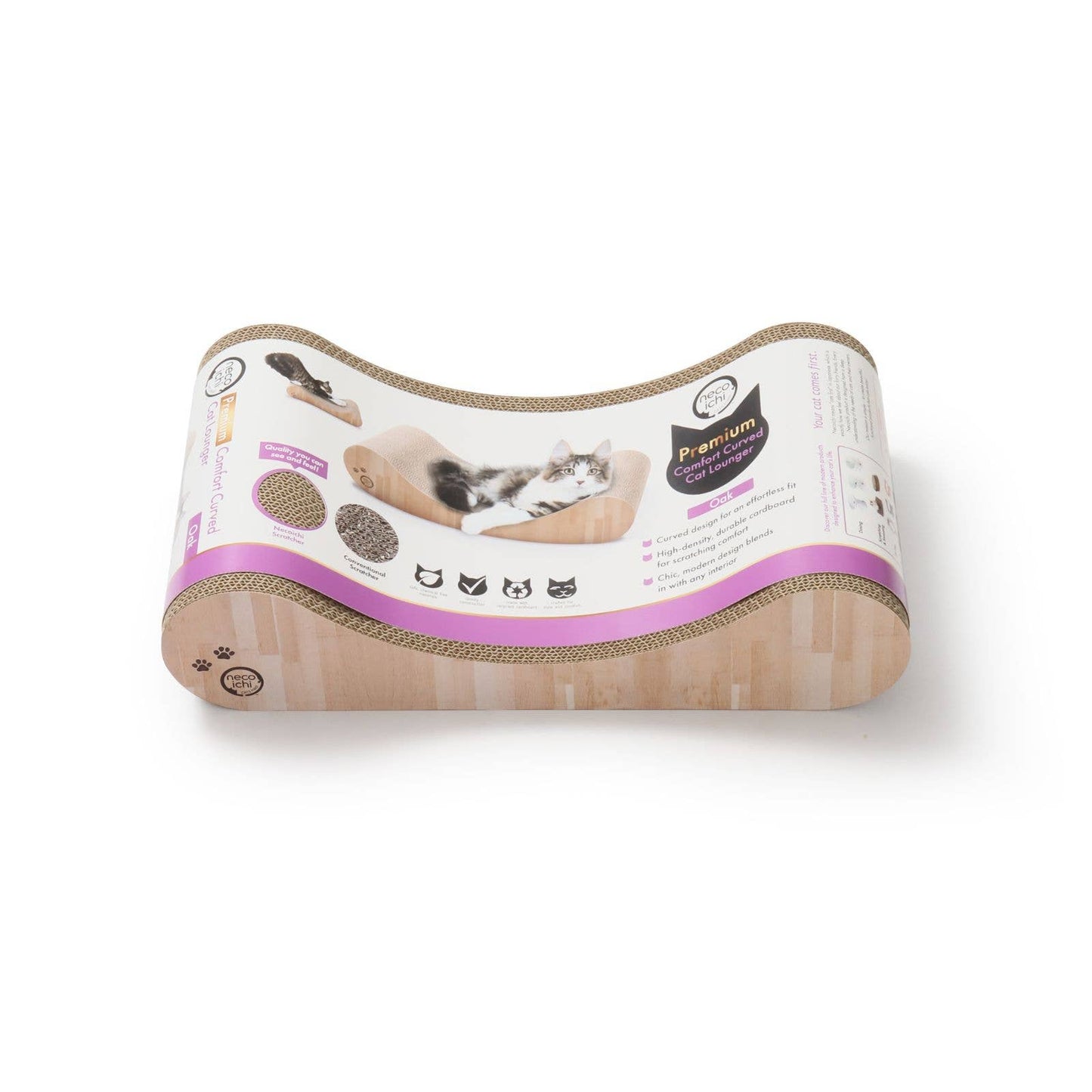 Premium Comfort Curved Cat Lounger (Oak)