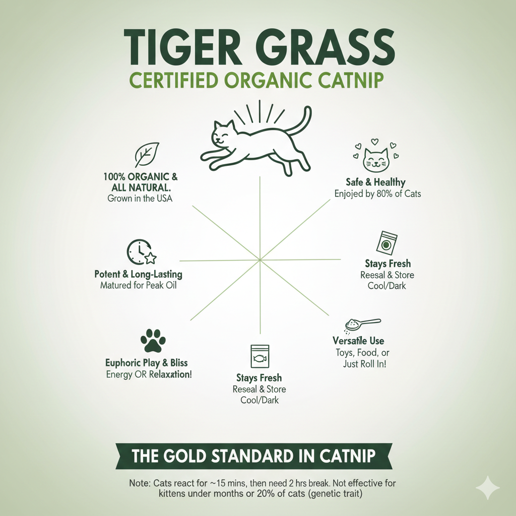 Tiger Grass Premium Organic Catnip — 1 oz Foil Bag