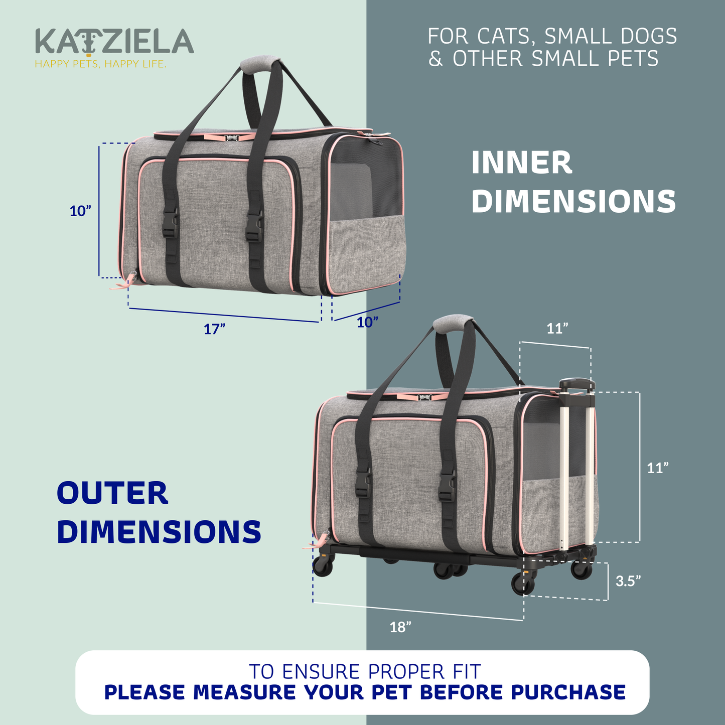 Katziela Rolling Rover Airline Compliant Expandable Wheeled Carrier