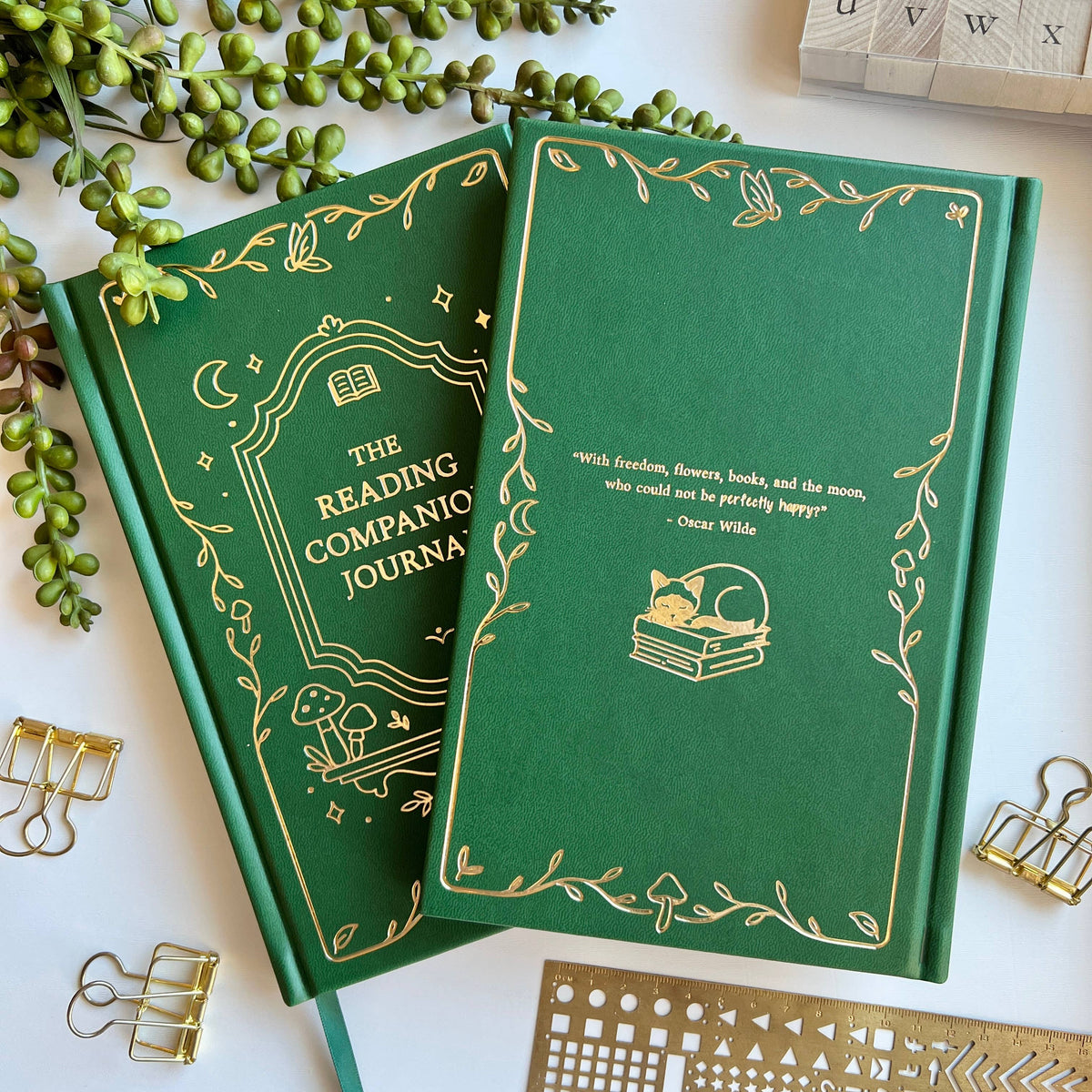 Expanded Reading Journal  Vegan Leather & Gold Foil