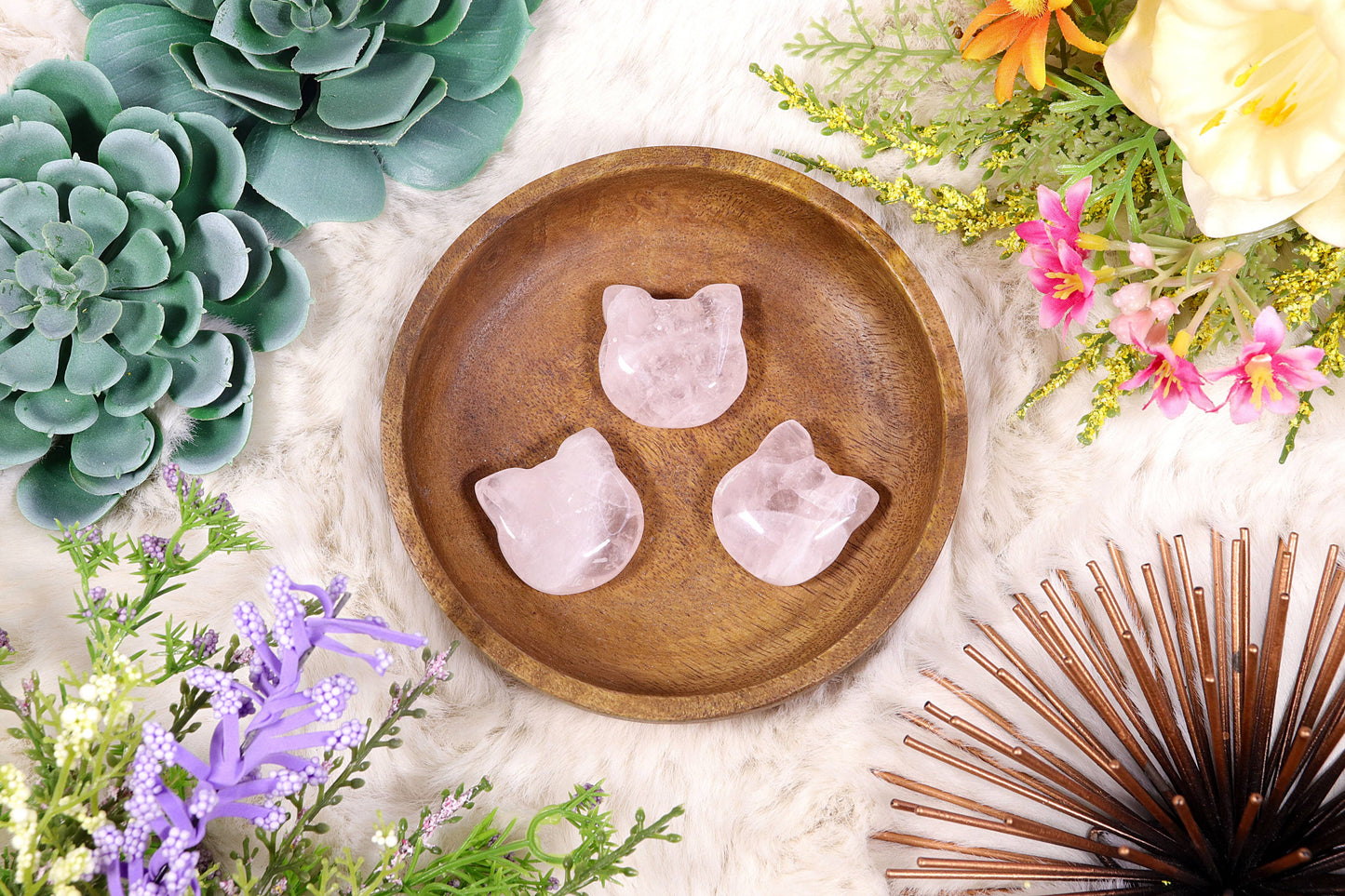 Rose Quartz Kitty Face, Crystal Cat