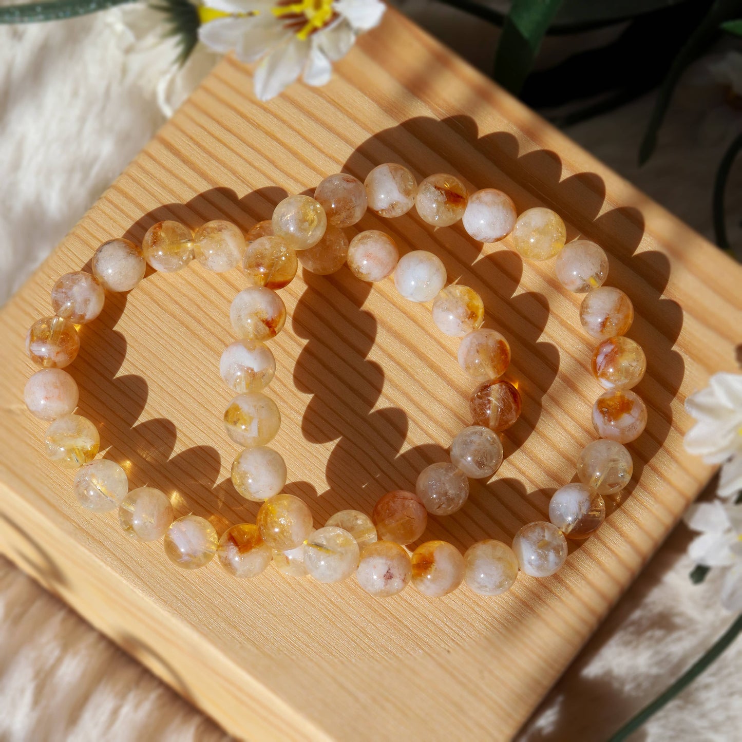 Citrine Round Beaded Bracelet