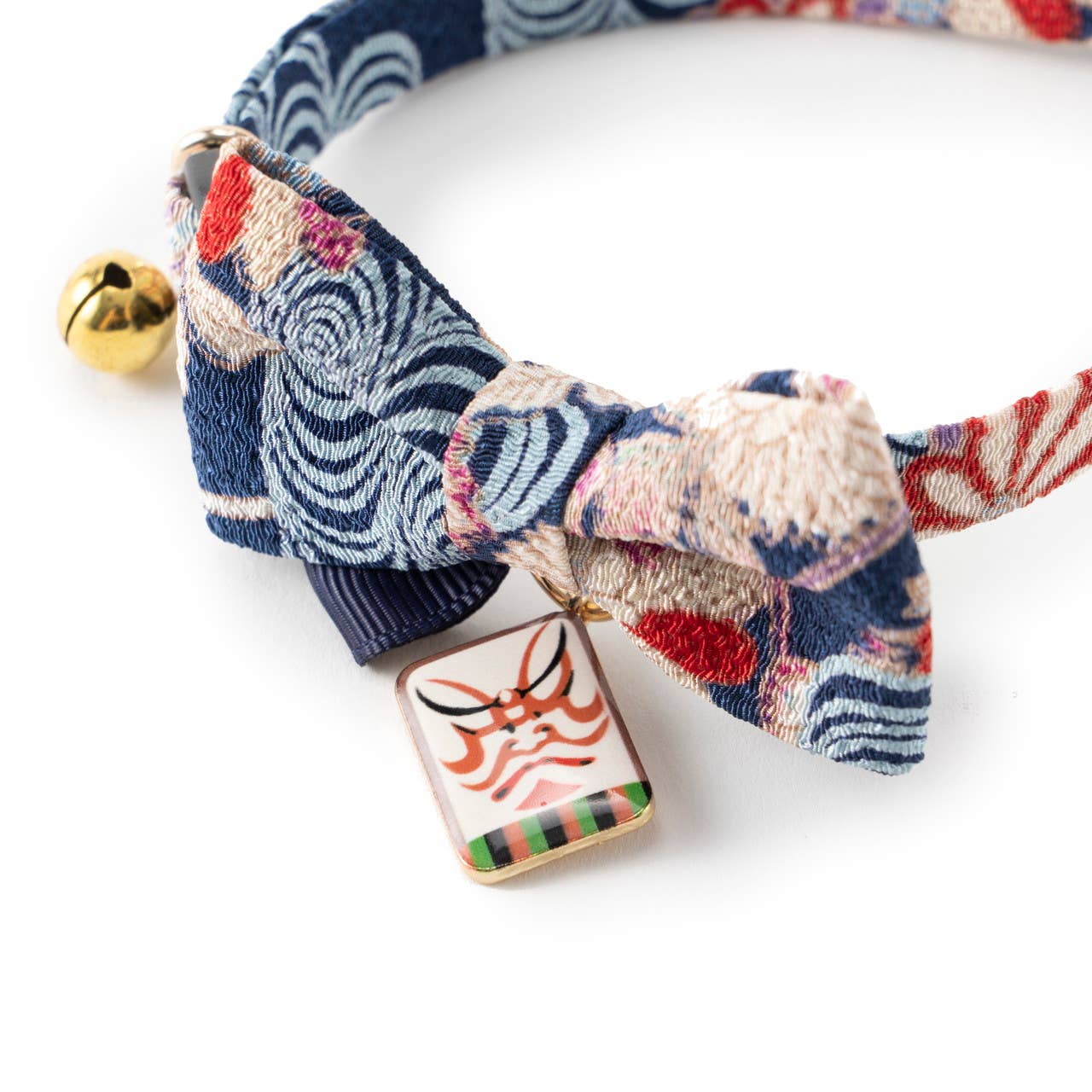 Necoichi Kabuki Charm Bow Tie Cat Collar (Navy)