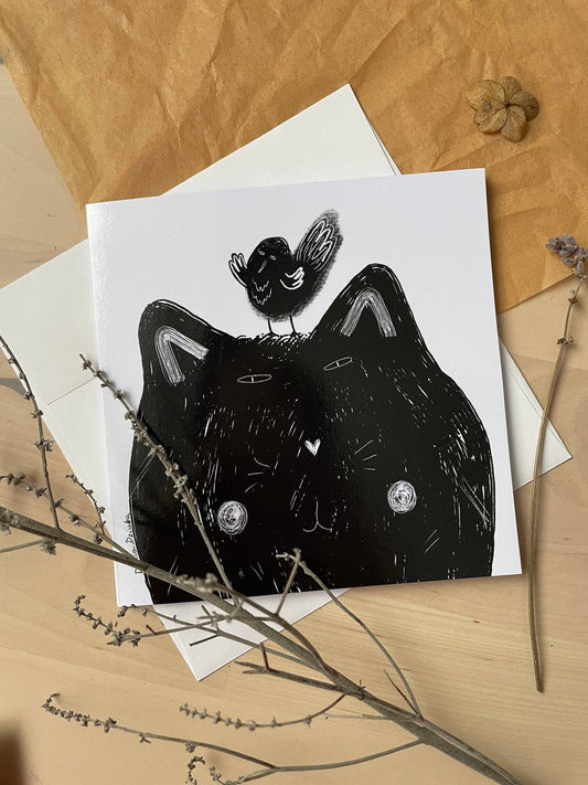 Black Cat with Black Bird — Dariia Dziuba